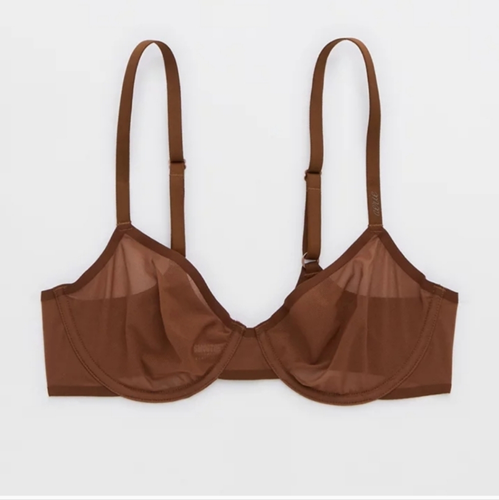 5 Aerie Smoothie Brown Sheer Underwire Bra New In Package 36 B